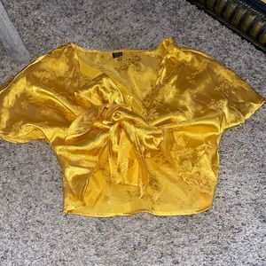 crop yellow floral shirt